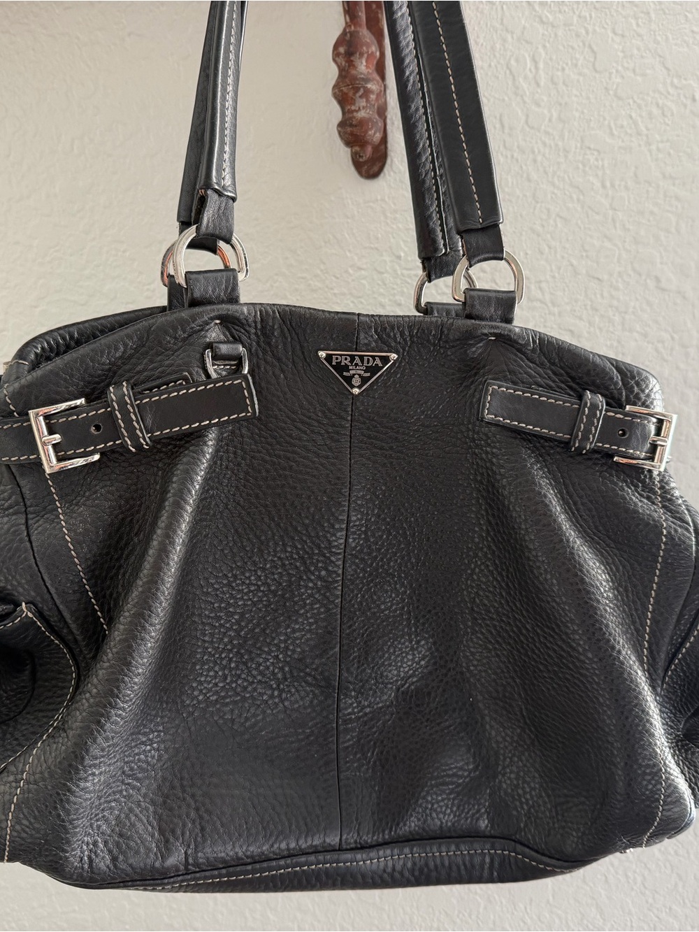 Prada Black Leather Shoulder Bag with Silver Hardware - Picture 14 of 14